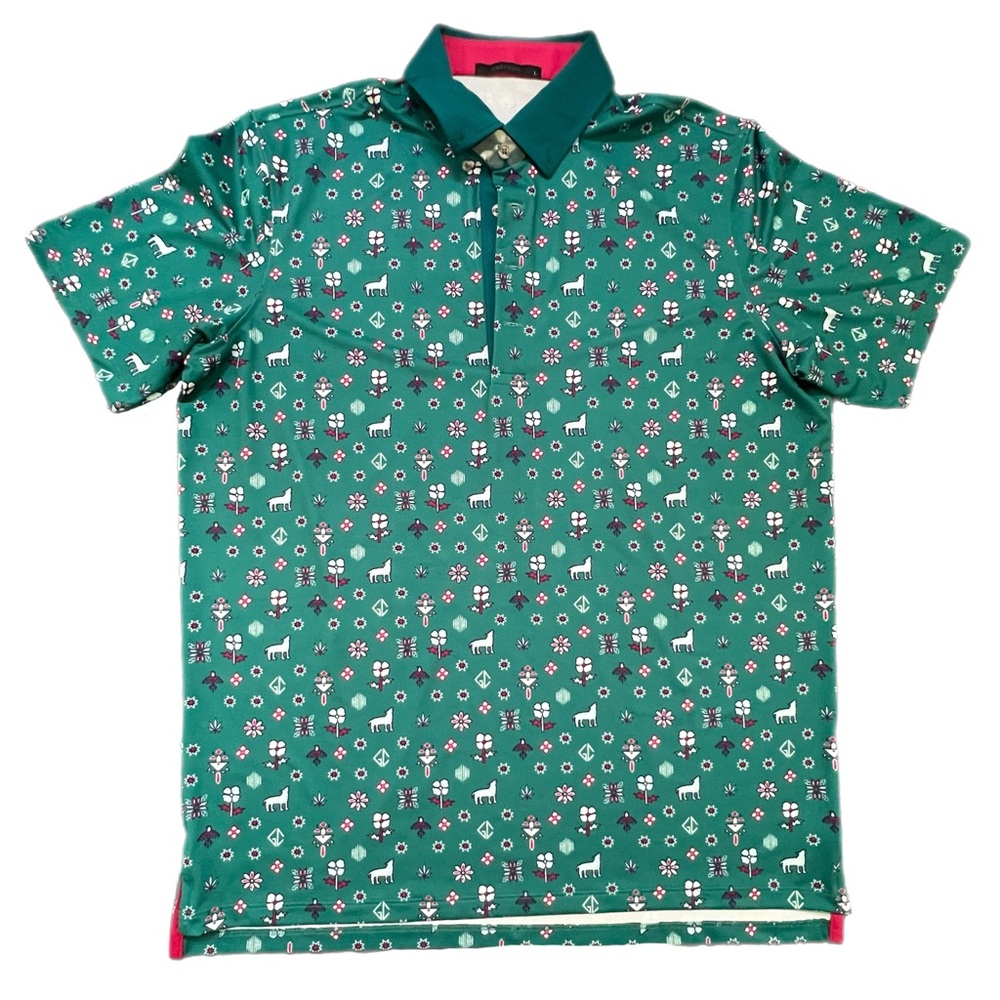 Greyson Green Patterned Polo Shirt
